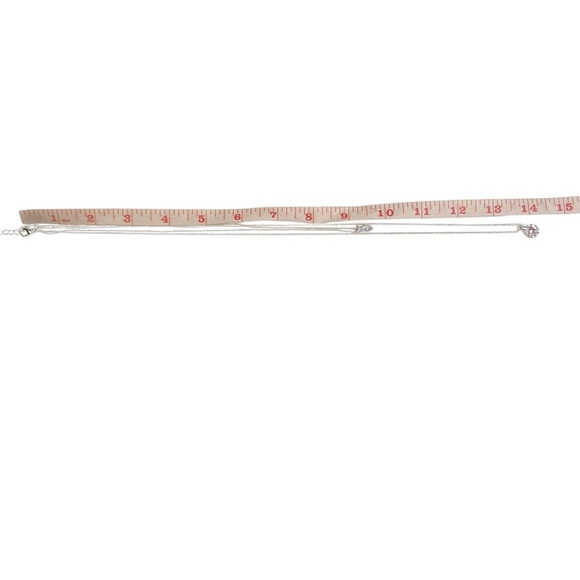 Cubic Zirconia Double Layered Dainty Silver Chain Necklace - Picture 14 of 15